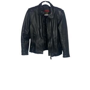 Easy Rider Mens Black genuine leather motorcycle jacket size Medium